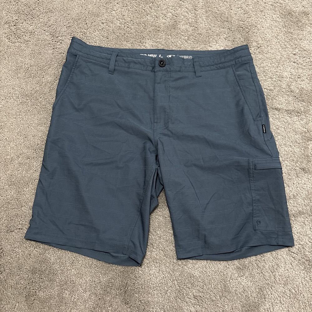 O'Neill Hybrid Blue Striped Board Shorts Men's Size 36 Swim Trunks
